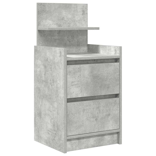 Comodino con 2 Cassetti Grigio Cemento 38x34x80 cm