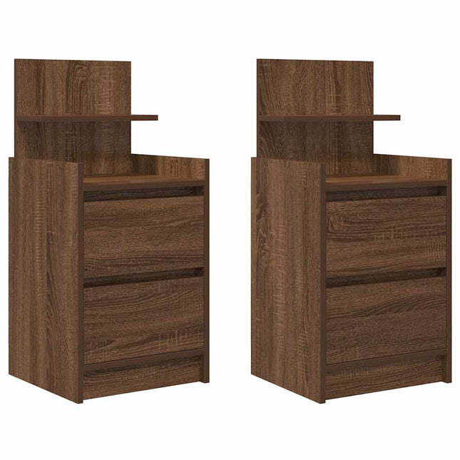 Comodini con 2 Cassetti 2 pz Rovere Marrone 38x34x80 cm