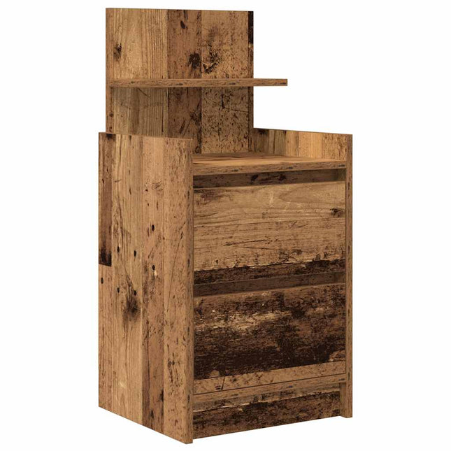 Comodino con 2 Cassetti Legno Antico 38x34x80 cm