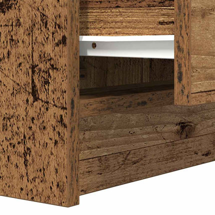 Comodino con 2 Cassetti Legno Antico 38x34x80 cm
