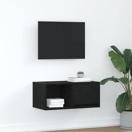 Mobile Porta TV Rovere Nero 60x31x25,5 cm in Legno Multistrato