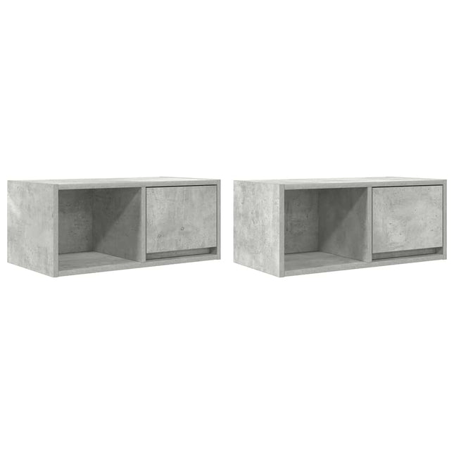 Mobili TV 2 pz Grigio Cemento 60x31x25,5cm in Legno Multistrato