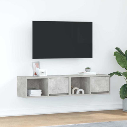 Mobili TV 2 pz Grigio Cemento 60x31x25,5cm in Legno Multistrato