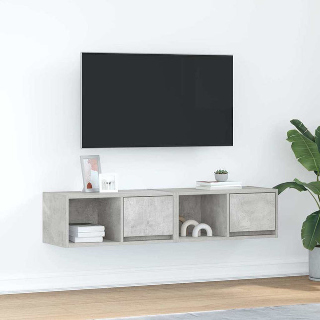 Mobili TV 2 pz Grigio Cemento 60x31x25,5cm in Legno Multistrato