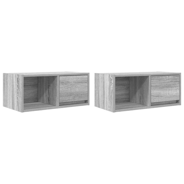 Mobili TV 2pz Grigio Sonoma 60x31x25,5 cm Legno Multistrato