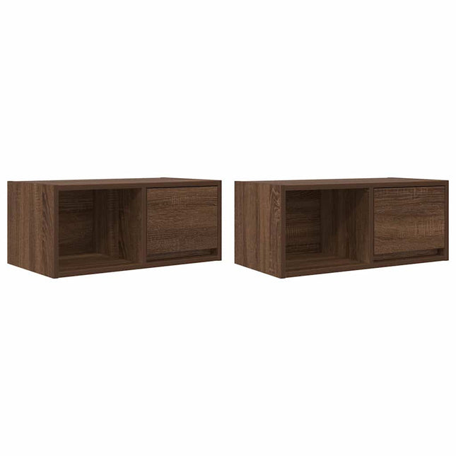 Mobili TV 2 pz Rovere Marrone 60x31x25,5 cm Legno Multistrato