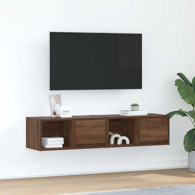 Mobili TV 2 pz Rovere Marrone 60x31x25,5 cm Legno Multistrato