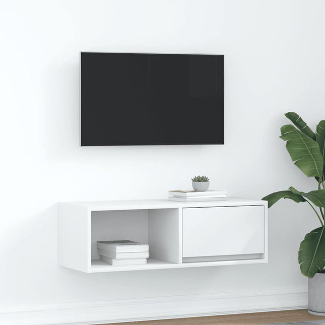 Mobile Porta TV Bianco 80x31x25,5 cm in Legno Multistrato