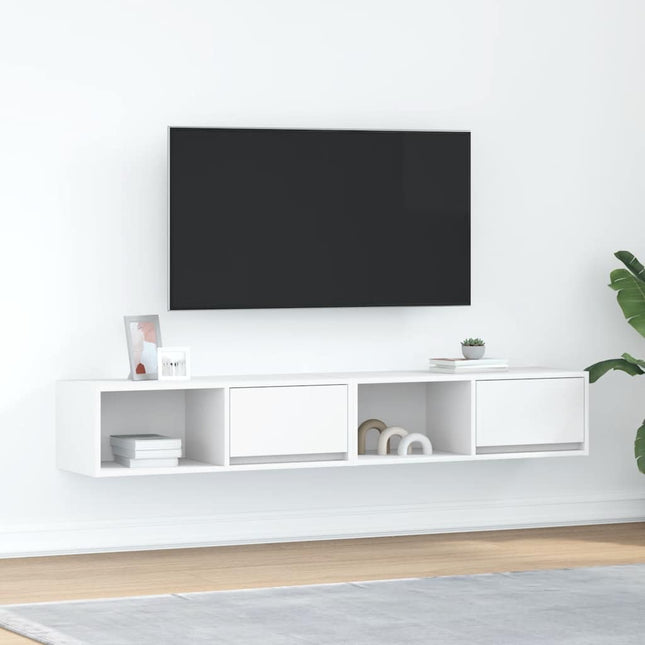 Mobili TV a Parete 2pz Bianchi 80x31x25,5 cm Legno Multistrato