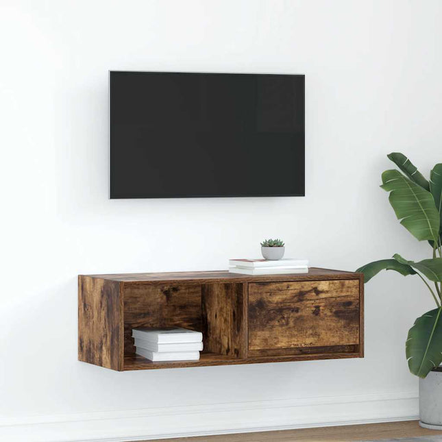 Mobile Porta TV Rovere Fumo 80x31x25,5 cm in Legno Multistrato