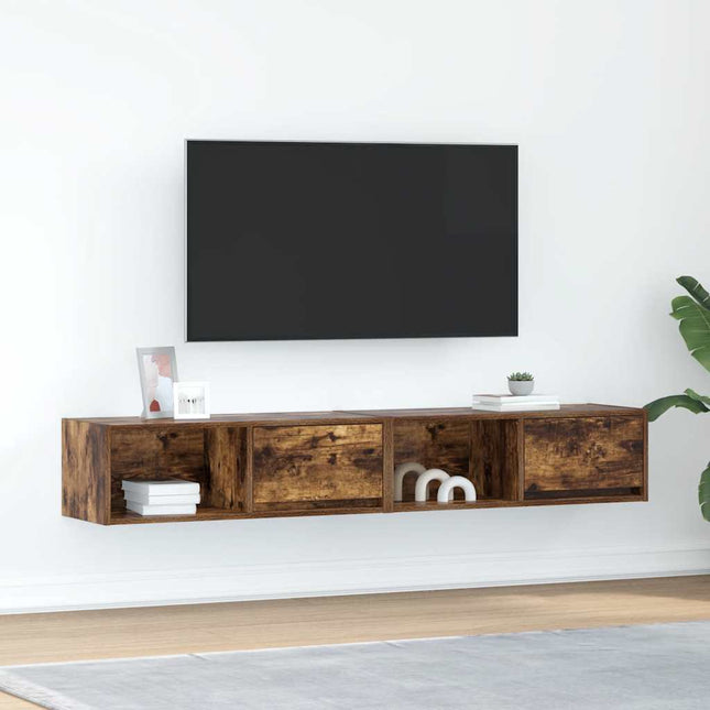 Mobili TV 2 pz Rovere Fumo 80x31x25,5 cm Legno Multistrato