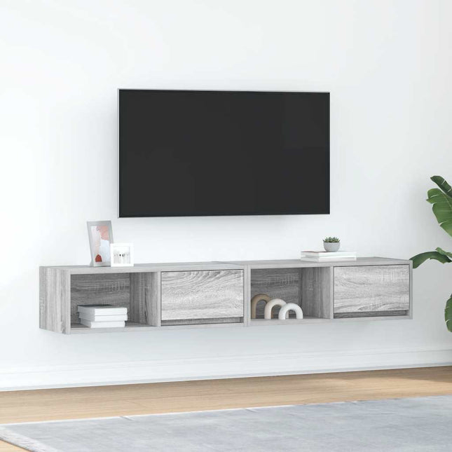 Mobili TV 2pz Grigio Sonoma 80x31x25,5 cm Legno Multistrato