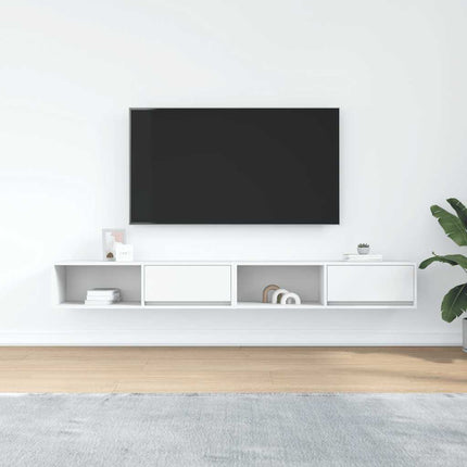 Mobili TV a Parete 2pz Bianchi 100x31x25,5 cm Legno Multistrato