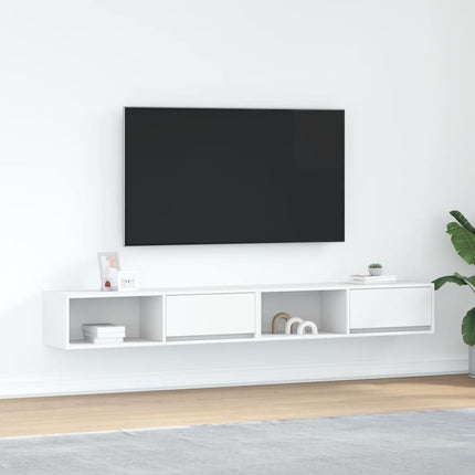 Mobili TV a Parete 2pz Bianchi 100x31x25,5 cm Legno Multistrato