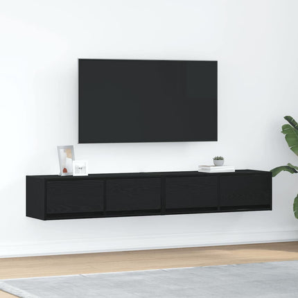 Mobili TV 2 pz Rovere Nero 80x31x25,5 cm in Legno Multistrato