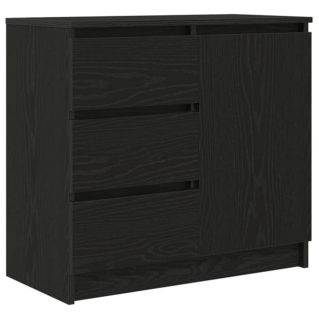 Credenza con Cassetto Rovere Nero 71x35x65 cm Legno Multistrato
