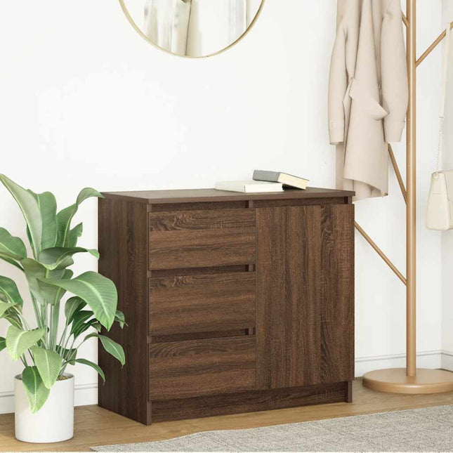 Credenza con Cassetto Rovere Marrone 71x35x65 cm in Truciolato