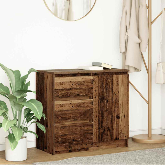 Credenza con Cassetto Legno Antico 71x35x65 cm in Truciolato