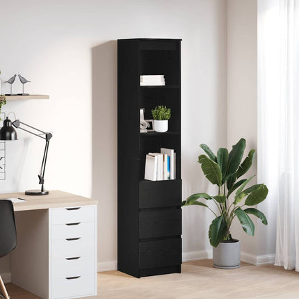 Credenza Rovere Nero 37,5x35x180 cm in Legno Multistrato