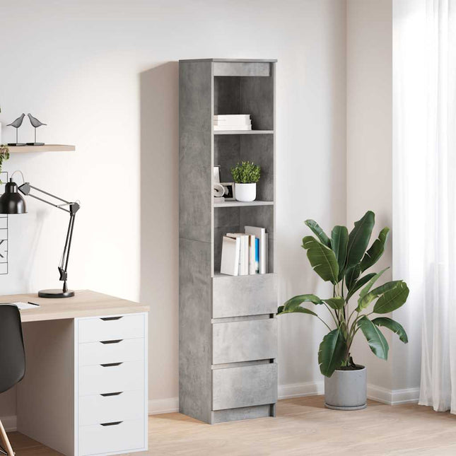 Credenza Grigio Cemento 37,5x35x180 cm in Legno Multistrato