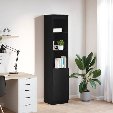 Credenza Rovere Nero 37,5x35x180 cm in Legno Multistrato