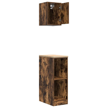 Armadi da Garage 2 pz Rovere Fumo in Legno Multistrato