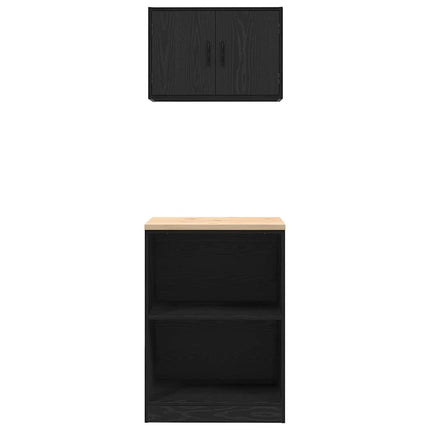 Armadi da Garage 2 pz Neri in Legno Multistrato