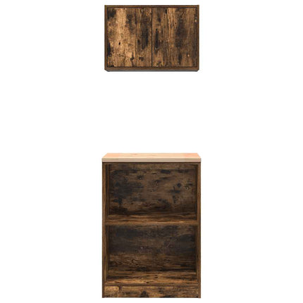 Armadi da Garage 2 pz Rovere Fumo in Legno Multistrato