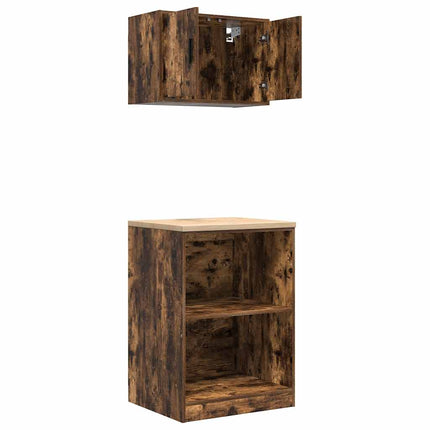 Armadi da Garage 2 pz Rovere Fumo in Legno Multistrato