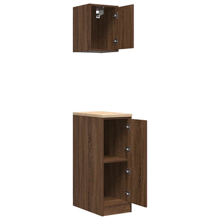 Armadi da Garage 2 pz Rovere Marrone in Legno Multistrato