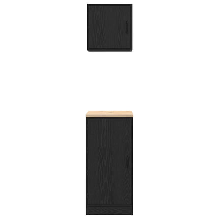 Armadi da Garage 2 pz Neri in Legno Multistrato