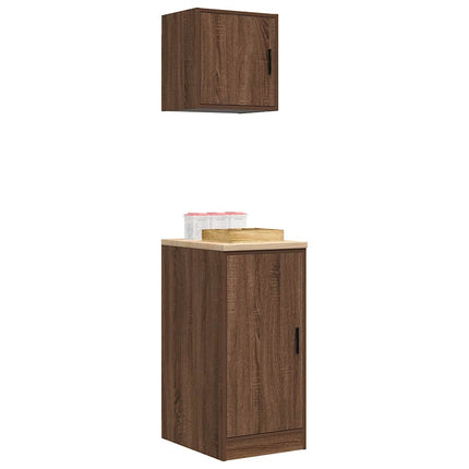 Armadi da Garage 2 pz Rovere Marrone in Legno Multistrato