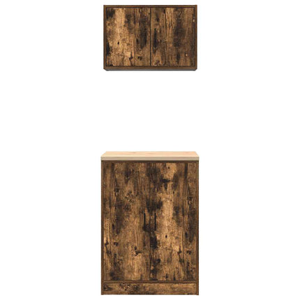Armadi da Garage 2 pz Rovere Fumo in Legno Multistrato