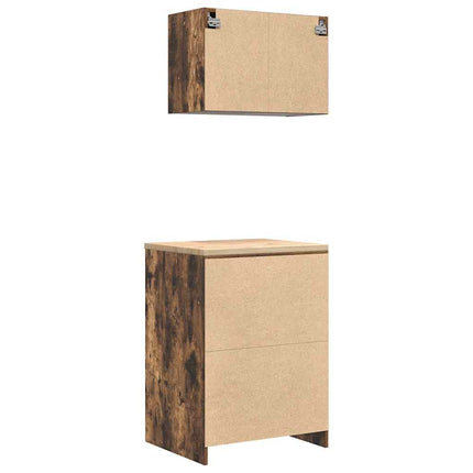 Armadi da Garage 2 pz Rovere Fumo in Legno Multistrato