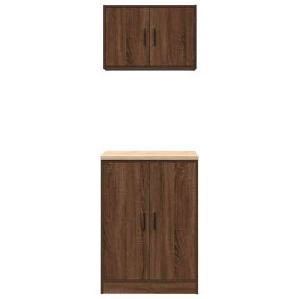 Armadi da Garage 2 pz Rovere Marrone in Legno Multistrato