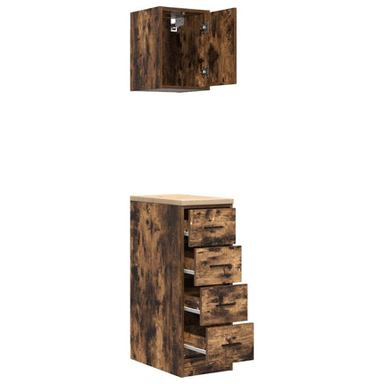 Armadi da Garage 2 pz Rovere Fumo in Legno Multistrato