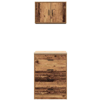 Armadi da Garage 2 pz Legno Antico in Legno Multistrato