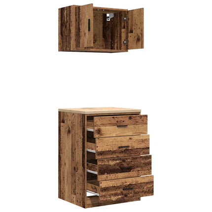 Armadi da Garage 2 pz Legno Antico in Legno Multistrato