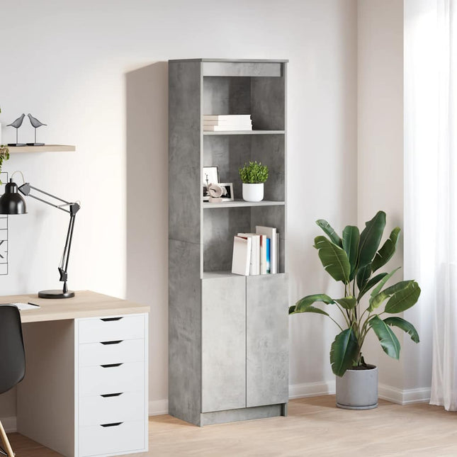Credenza Grigio Cemento 50x35x180 cm in Legno Multistrato