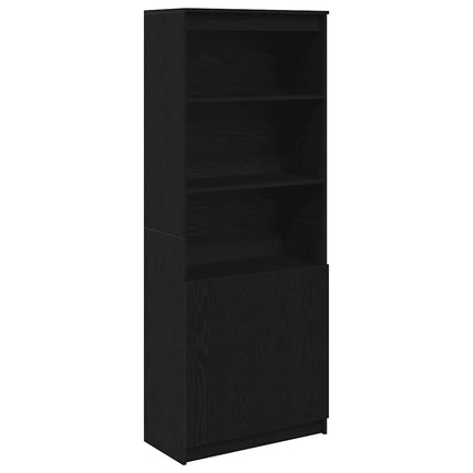 Credenza Rovere Nero 70x35x180 cm in Legno Multistrato