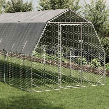Recinto per Polli con Tetto 2,5x12x2,25 m in Acciaio Zincato