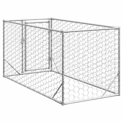 Cuccia per Cani da Esterno con Porta 2x1x1 m Acciaio Zincato