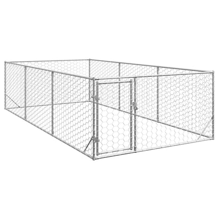 Cuccia per Cani da Esterno con Porta 2x4x1 m Acciaio Zincato