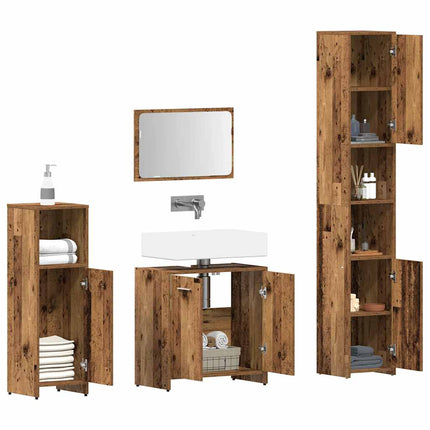 Set Mobili da Bagno 4 pz Legno Antico in Legno Multistrato