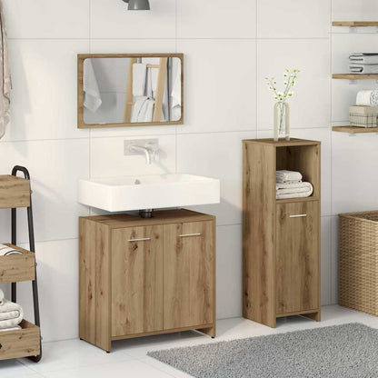 Set Mobili da Bagno 3 pz Rovere Artigianale Legno Multistrato
