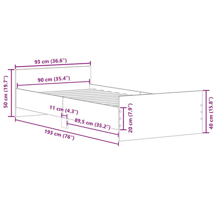 Giroletto senza Materasso Legno Antico 90x190cm in Truciolato