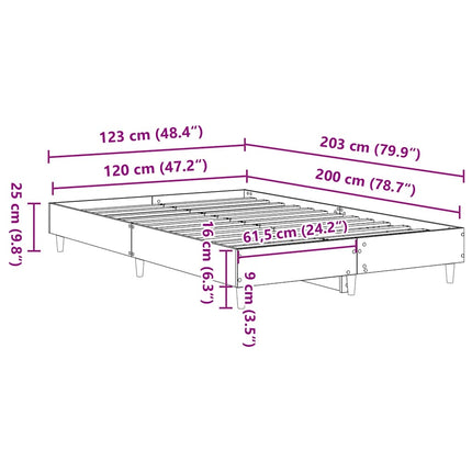 Giroletto senza Materasso Rovere Fumo 120x200 cm in Truciolato