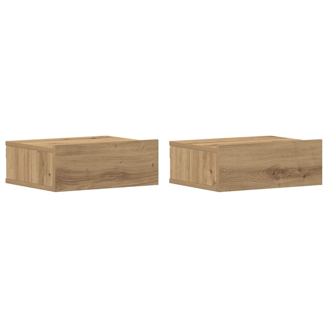 Comodini Pensili 2pz Rovere Artigianale 40x30x15 cm Truciolato
