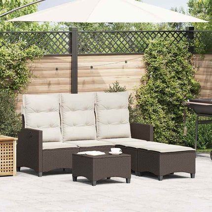 Set Divani da Giardino 3 pz con Cuscini a L Marrone Polyrattan
