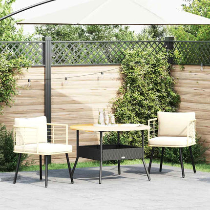 Sedie da Giardino 2pz con Cuscini Naturale in Polyrattan